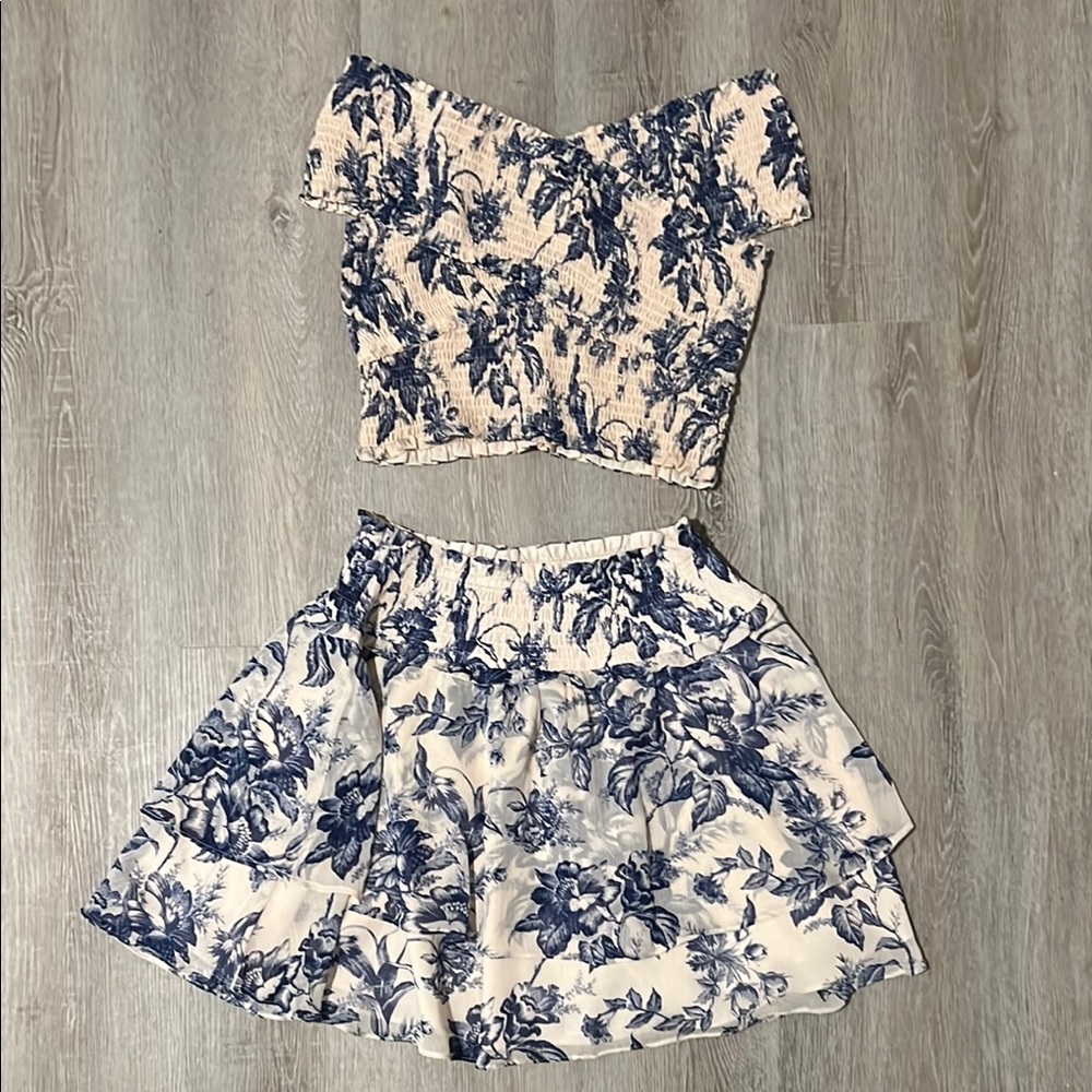 Floral Off-Shoulder Top and Skirt Set